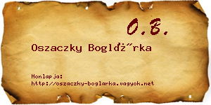 Oszaczky Boglárka névjegykártya